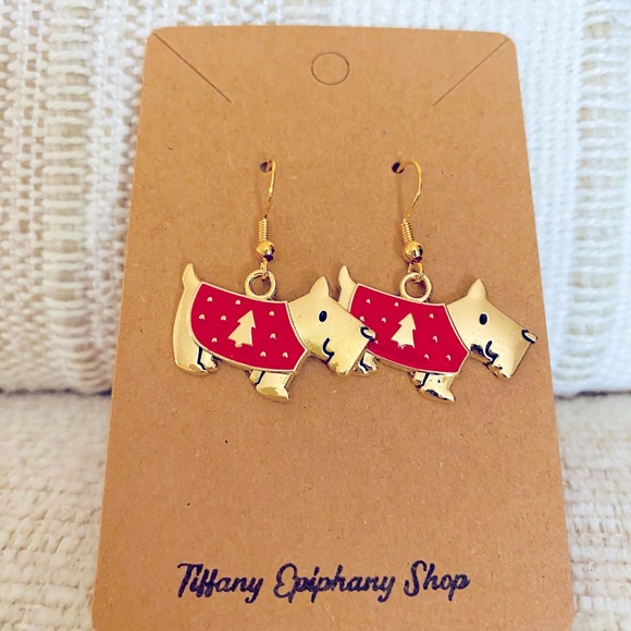 Christmas Scotty Dog Earrings Handmade NWT - Picture 3 of 7